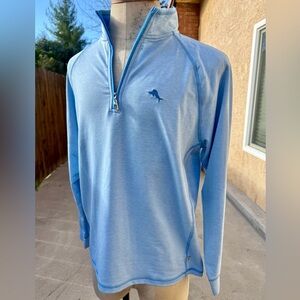 Men’s Medium M Tommy Bahama Light Blue Quarter-Zip Pullover Brand New NWT